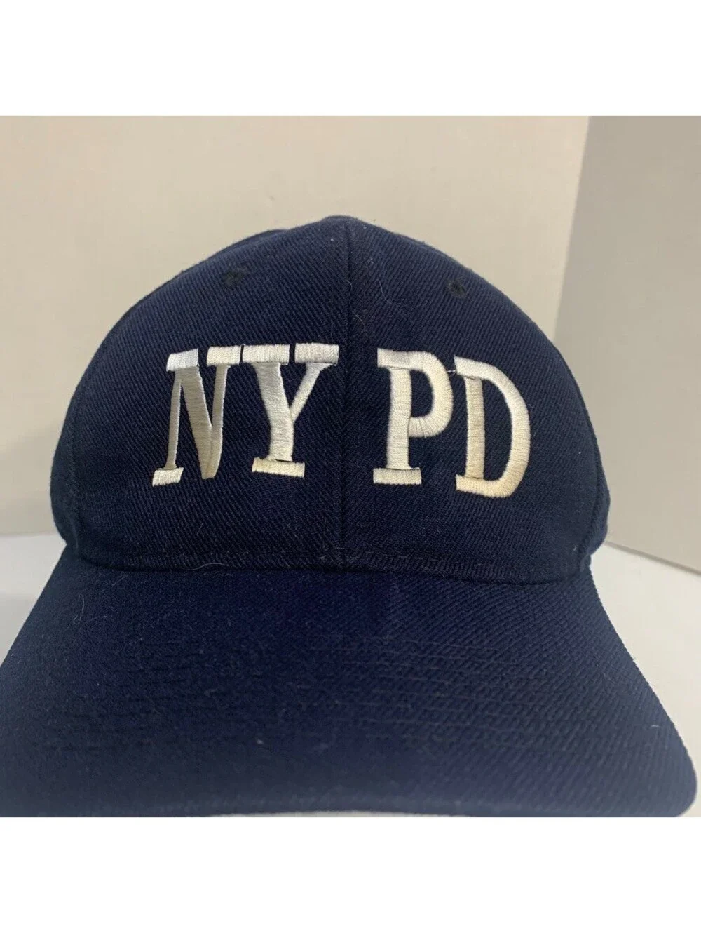 Vintage NYPD Baseball Cap Hat Navy Blue with Ivory Graphics